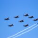 Formation flight of Dutch F-16 fighters