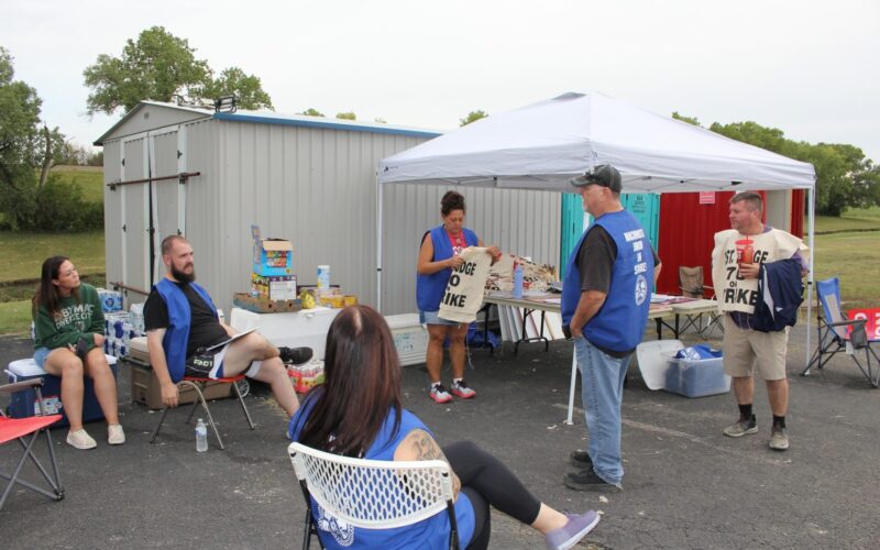 Striking Textron Aviation workers