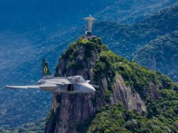 A Brazilian Saab Gripen E fighter jet