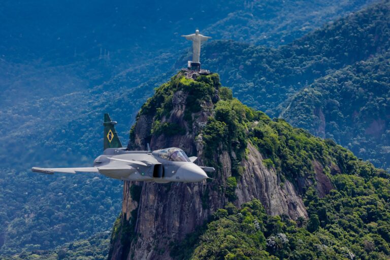 A Brazilian Saab Gripen E fighter jet