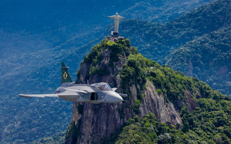 A Brazilian Saab Gripen E fighter jet