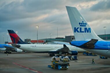 Aircraft at the gates of Schiphol Airport