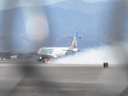 Frontier Airlines brake fire Las Vegas