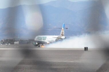 Frontier Airlines brake fire Las Vegas