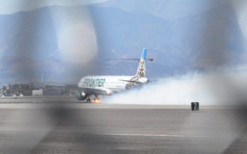 Frontier Airlines brake fire Las Vegas