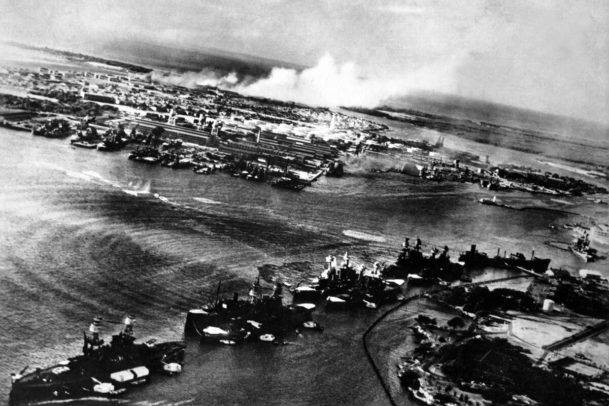 Japanese photograph taken during the attack on Pearl Harbor Dec 7 1941