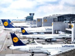 Lufthansa aircraft parked at Frankfurt Airport FRA