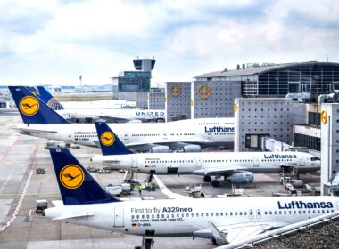 Lufthansa aircraft parked at Frankfurt Airport FRA