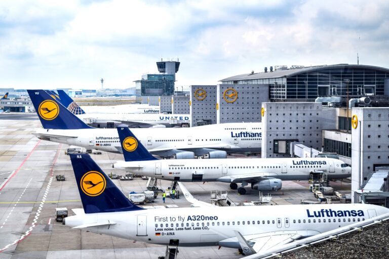 Lufthansa aircraft parked at Frankfurt Airport FRA