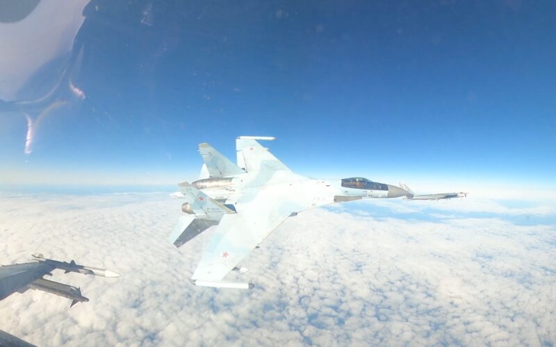 Russian Su-35 conducts unsafe maneuver near USAF F-16