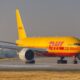 DHL Boeing 777F airplane at Leipzig Halle LEJ Airpor