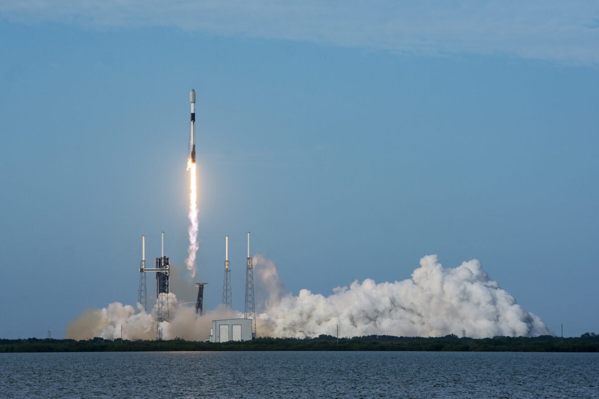 Starlink internet satellites aboard a Falcon 9 rocket