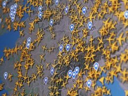 Map of flights over Europe