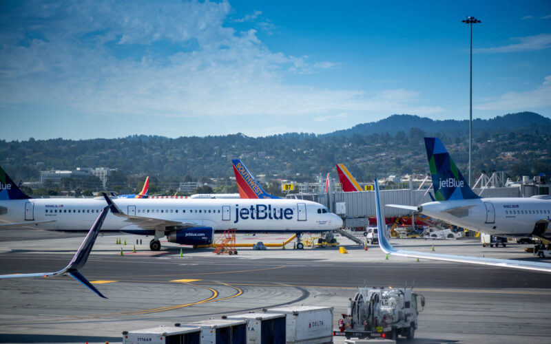 Jet Blue airplane ready for boarding