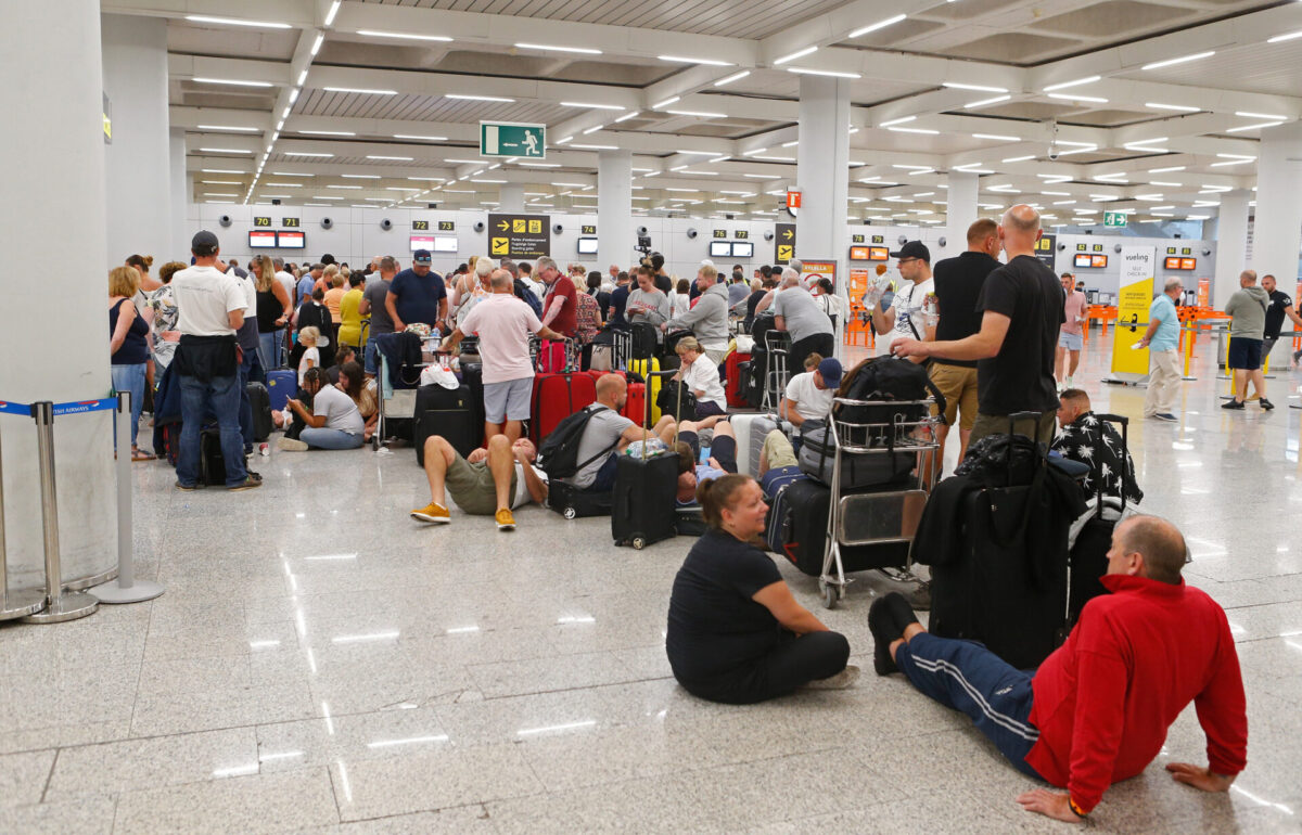 Stranded passengers at airport