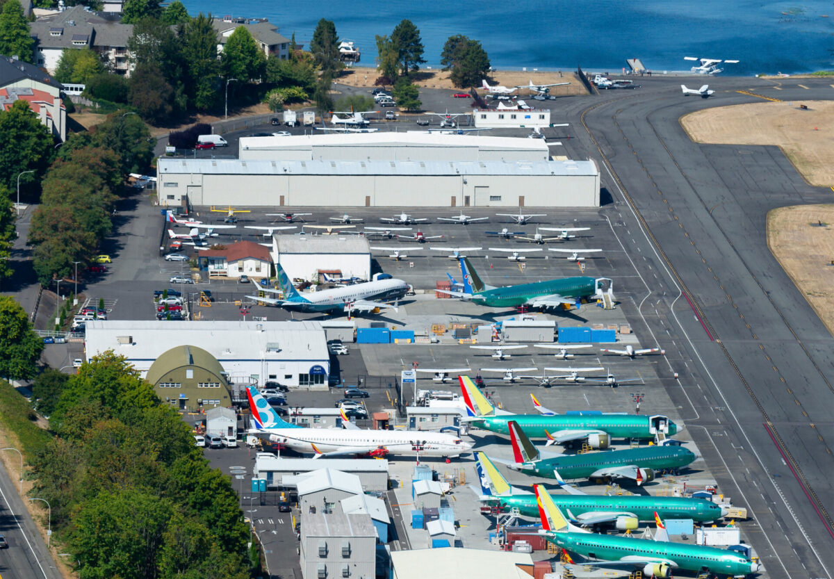 Multiple Boeing 737 MAX and NG parked at Renton Airport