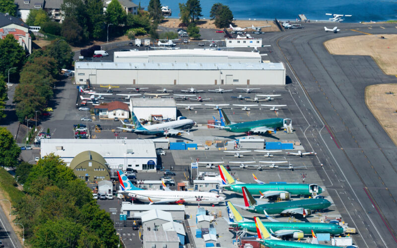 Multiple Boeing 737 MAX and NG parked at Renton Airport