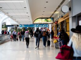 A group of passengers at Charlotte Douglas International Airport