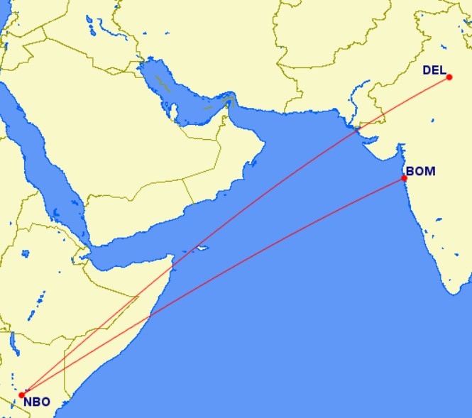 India to Kenya routes