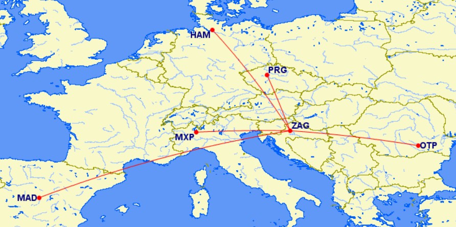 Croatia Airlines routes