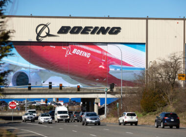 Boeing sign at the Everett, Washington factory