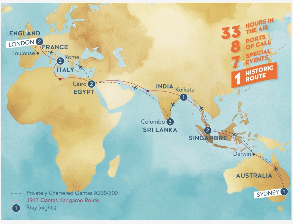 Qantas route map