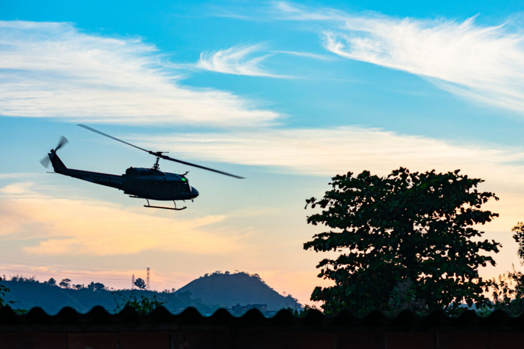 A Bell Huey flown by the Brazilian police