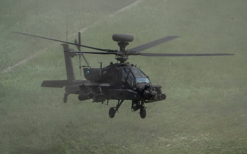 A US Army AH-64E Apache Guardian attack helicopter