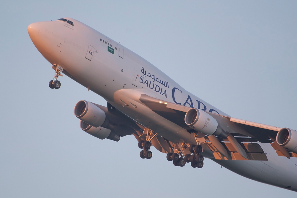 Saudi,Arabian,Airlines,Boeing,747-45e,Over,Airport,On,May,16,2022