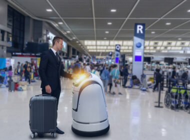 Smart,Robotic,Technology,Concept,,The,Passenger,Follow,A,Service,Robot