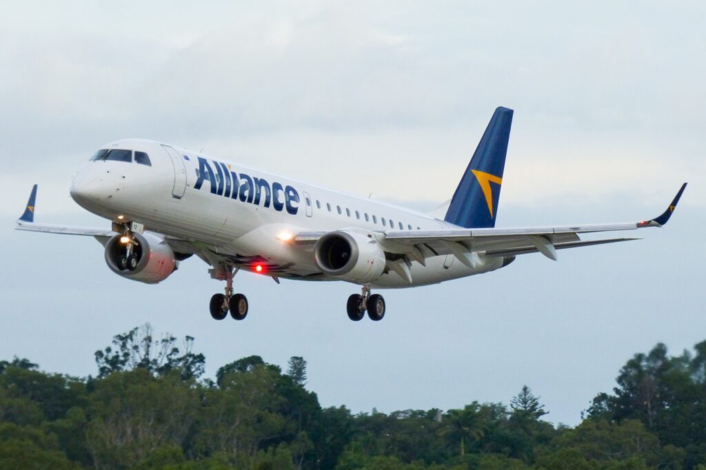 An Alliance Airlines Embraer E190 aircraft