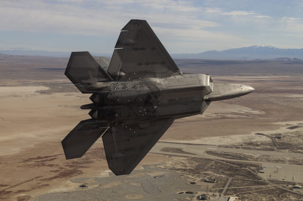 An F-22 Raptor fighter assigned to the 411th FLTS