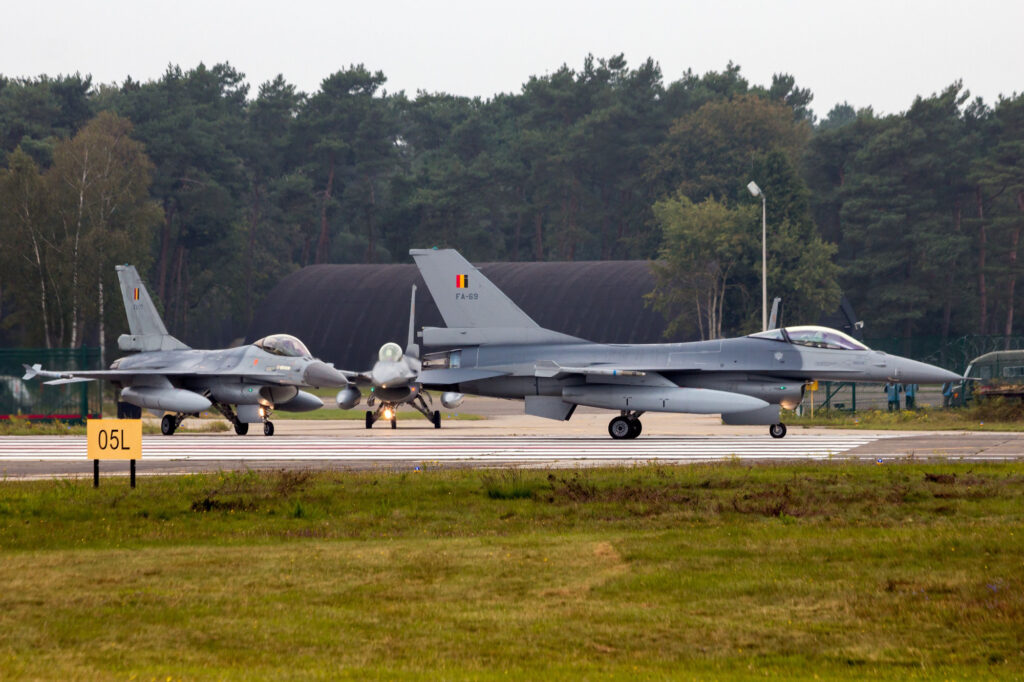 Belgian F-16 fighters on the runway