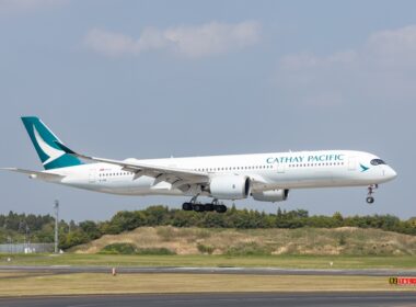 Narita,,Japan-,April,20,2023:,Cathay,Pacific,Airbus,A-350,On,Approach