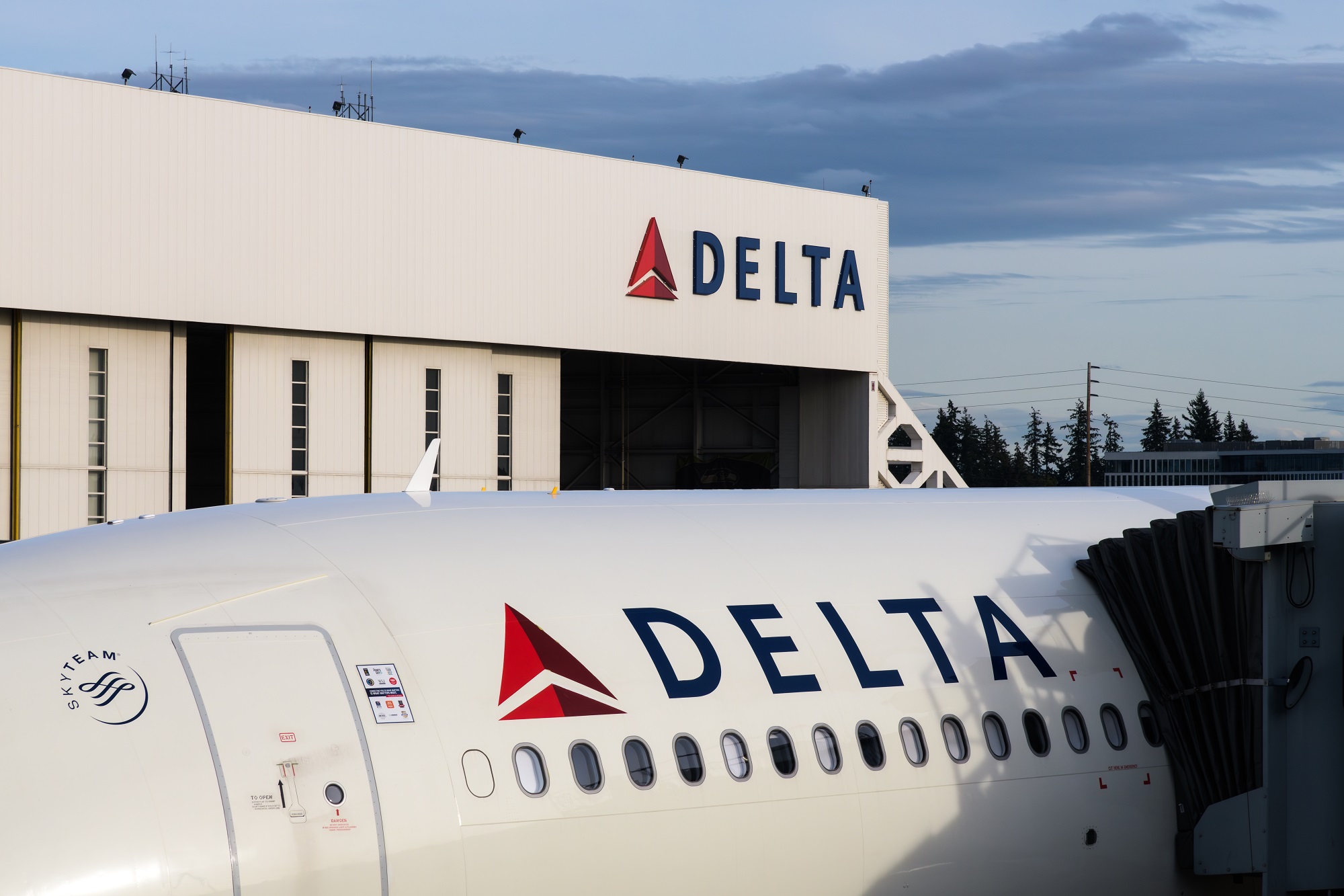 Delta Air Lines Aircraft In Front Of A Delta Air Lines Hangar At Seattle Tacoma International Airport SEA 