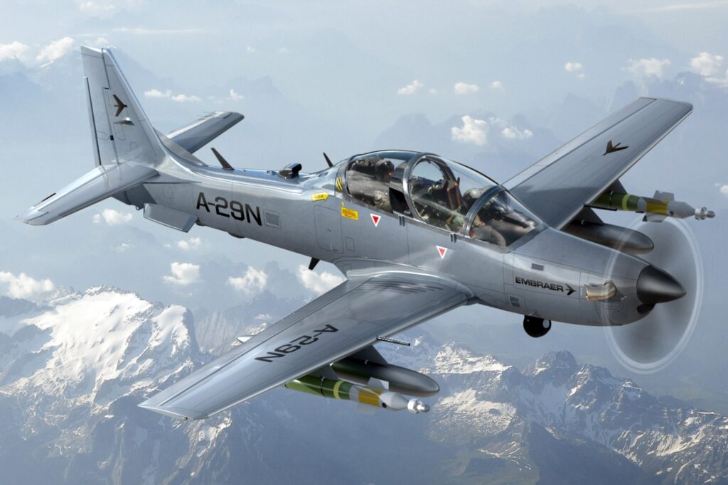 Embraer A-29 Super Tucano combat aircraft