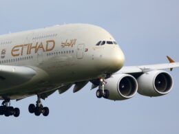 Etihad Airways first Airbus A380 out of storage arrived at Abu Dhabi International Airport (AUH)