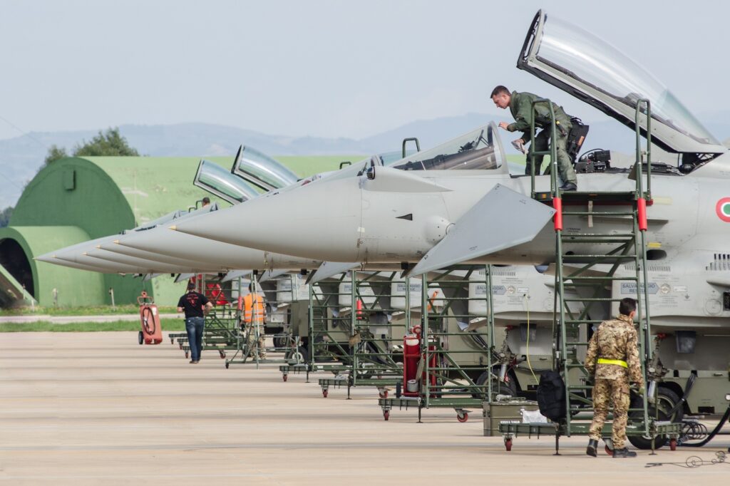 Eurofighter Typhoon lined up in Italy