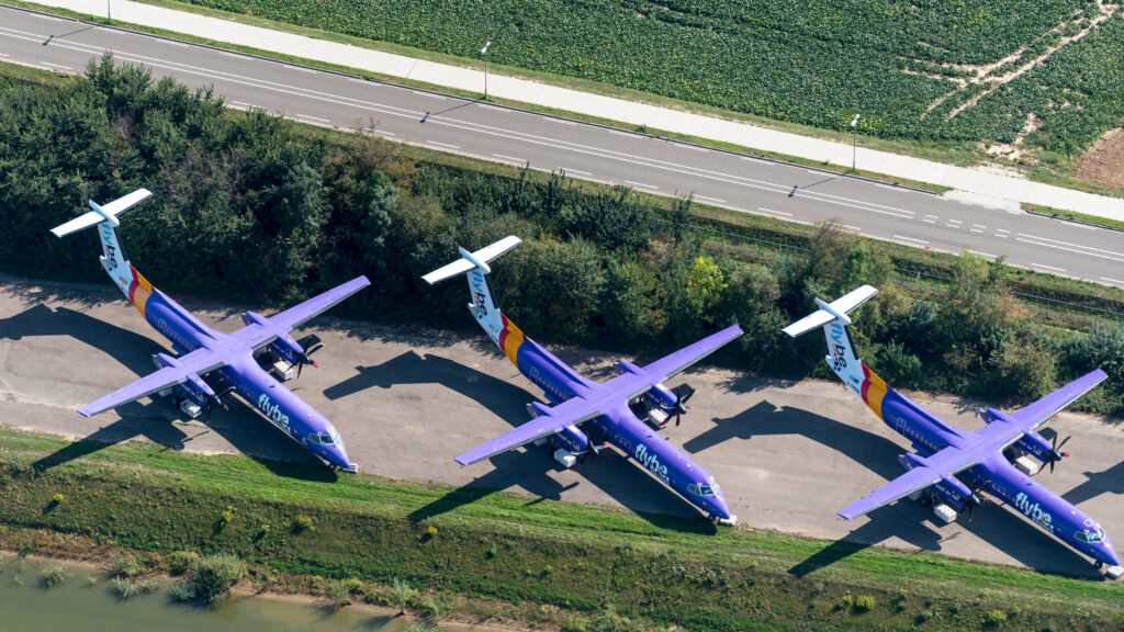 Flybe De Havilland Canada Dash 8 aircraft parked in Maastricht