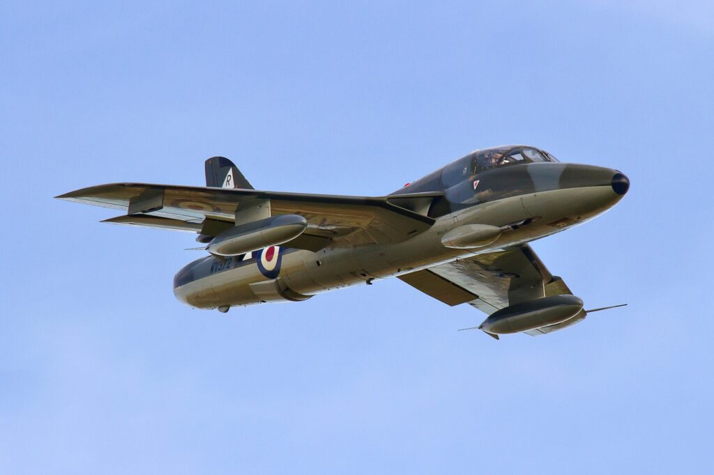 Hawker Hunter T7 WV372 R G BXFI carries out a display at Old Warden This aircraft was to crash at Shoreham in 2015