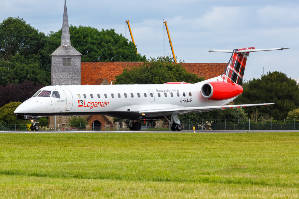 Southend,,United,Kingdom,,July,7,,2019:,Loganair,Embraer,Erj