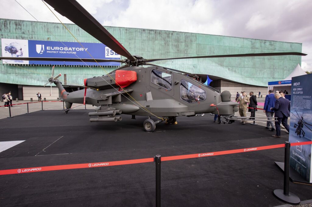 Leonardo AW240 attack helicopter at Eurosatory 2024