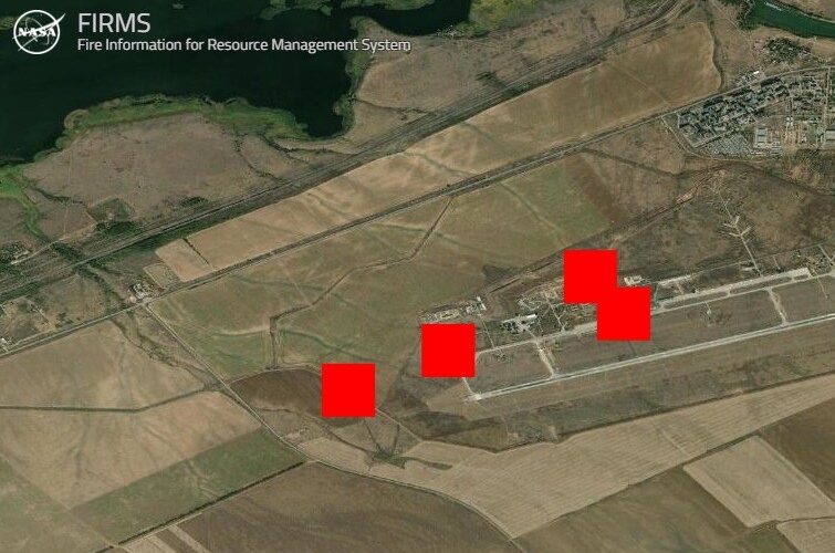 NASA FIRMS showing Marinovka Air Base