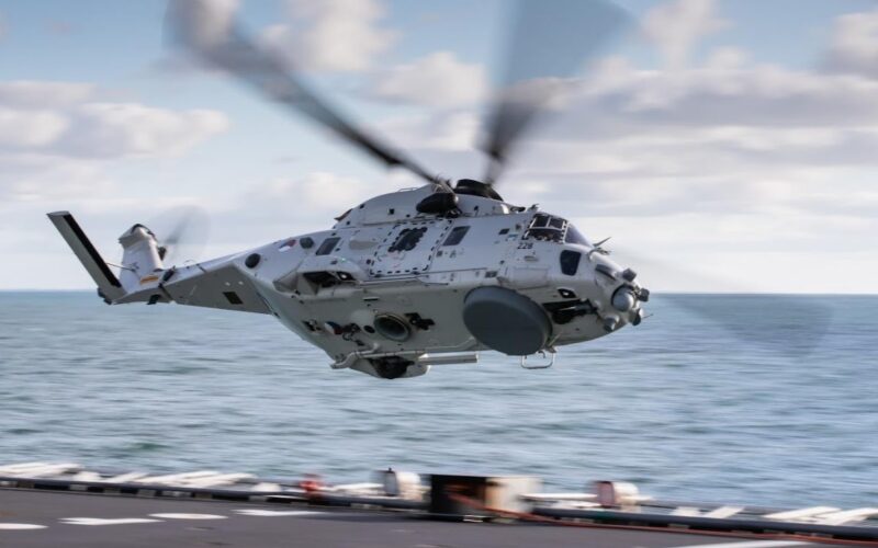 NH90 maritime helicopter flying