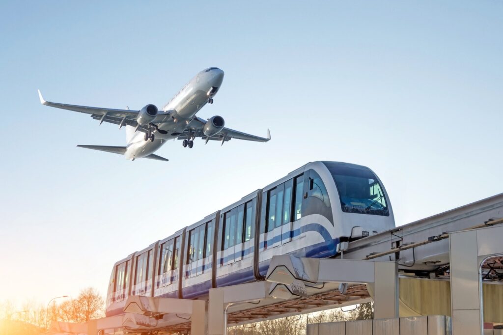 Aircraft and monorail train