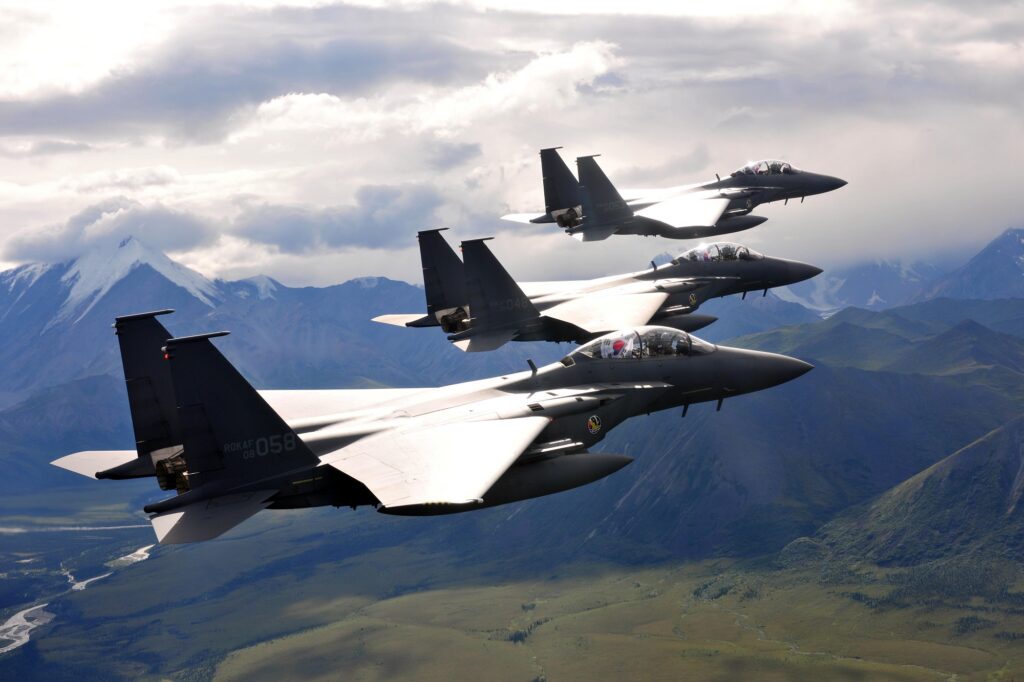 ROKAF F-15K fighters flying in formation