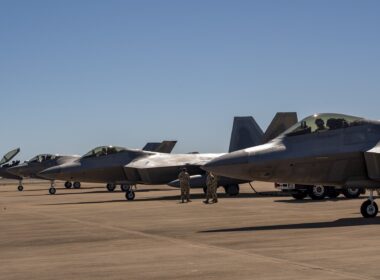 Royal Australian Air Force F-35A Lighting IIs and U.S. Air Force F-22A Raptors