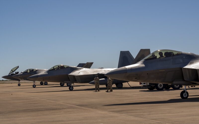 Royal Australian Air Force F-35A Lighting IIs and U.S. Air Force F-22A Raptors