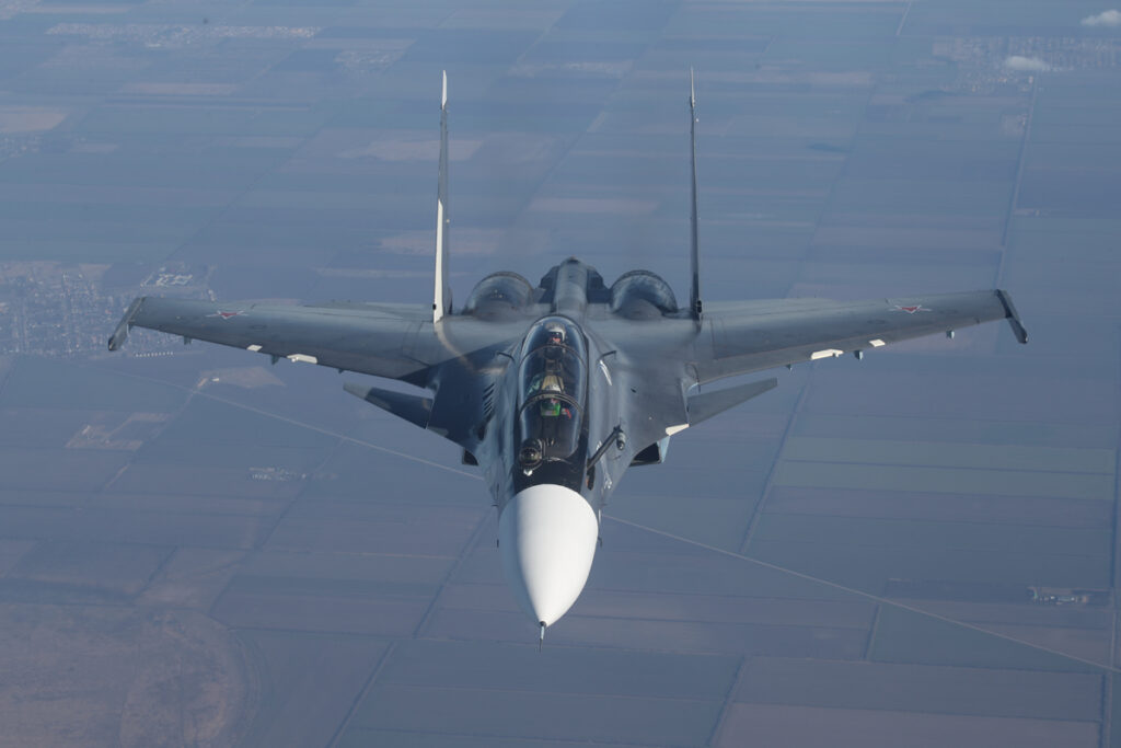 Russian Navy Su-30SM fighter jet flying