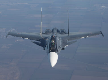 Russian Navy Su-30SM fighter jet flying